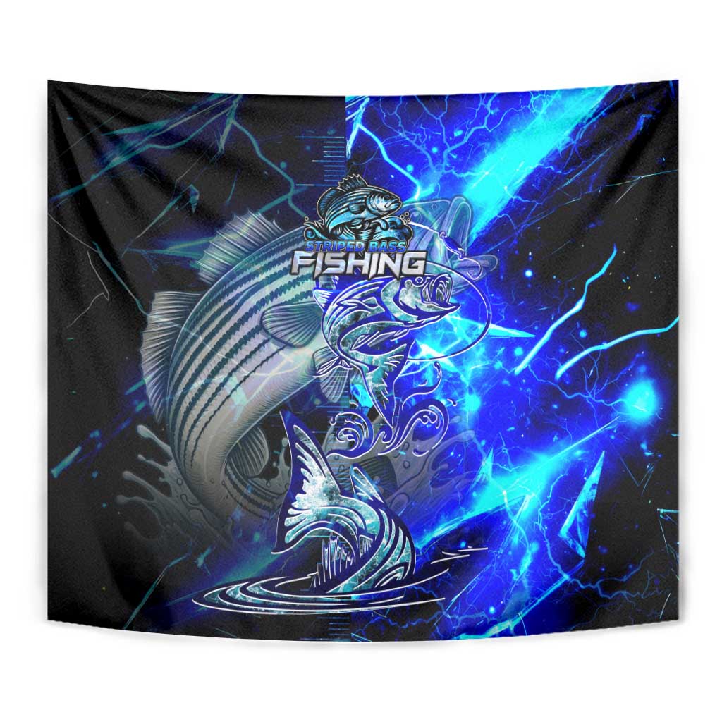 Blue Lightning Striped Bass Tapestry Power Surge Fishing Hook Electric Print - Wonder Print Shop