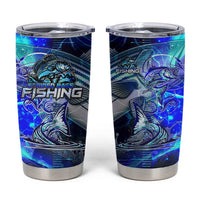 Blue Lightning Striped Bass Tumbler Cup Power Surge Fishing Hook Electric Print - Wonder Print Shop