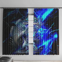 Blue Lightning Striped Bass Window Curtain Power Surge Fishing Hook Electric Print - Wonder Print Shop