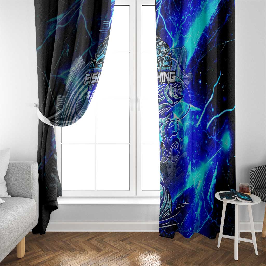 Blue Lightning Striped Bass Window Curtain Power Surge Fishing Hook Electric Print - Wonder Print Shop