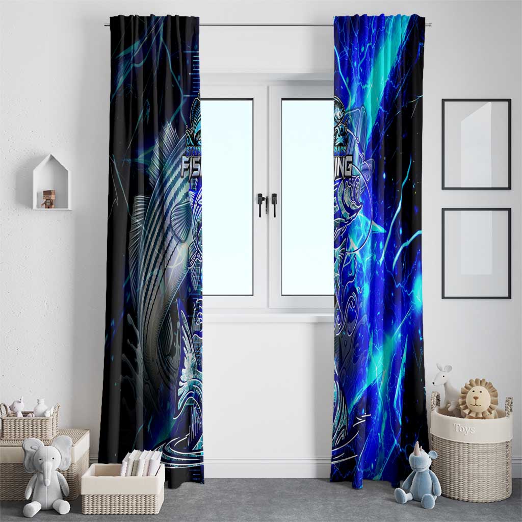 Blue Lightning Striped Bass Window Curtain Power Surge Fishing Hook Electric Print - Wonder Print Shop