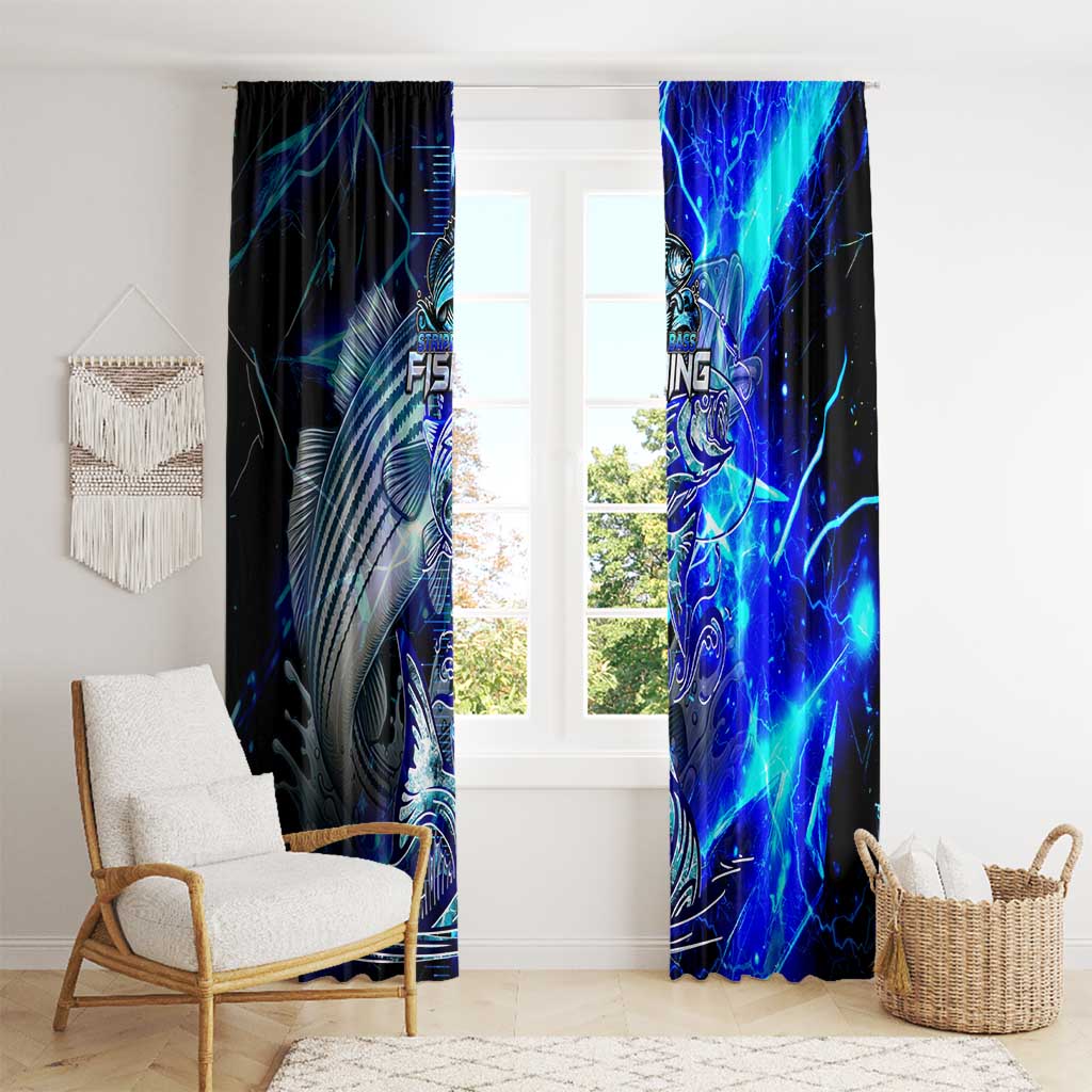 Blue Lightning Striped Bass Window Curtain Power Surge Fishing Hook Electric Print - Wonder Print Shop