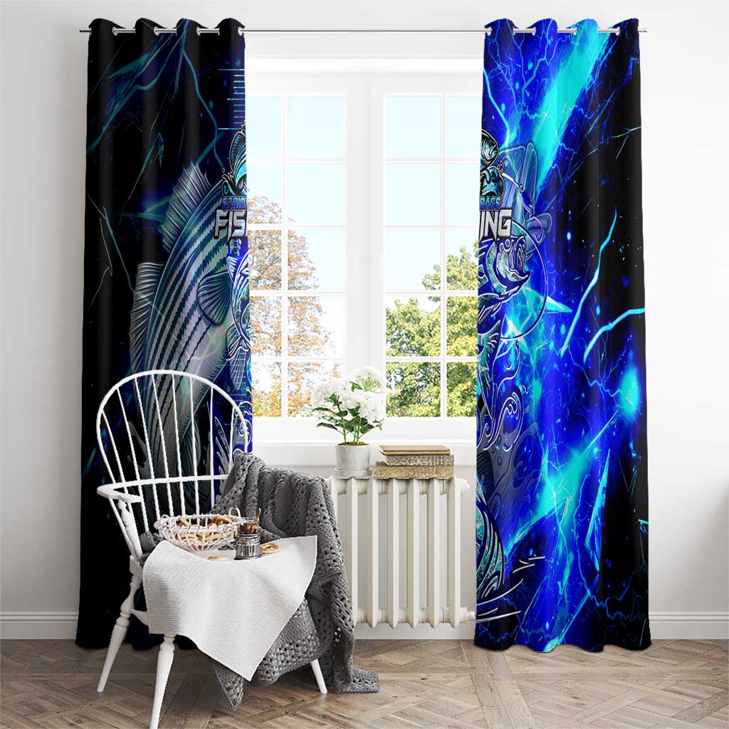 Blue Lightning Striped Bass Window Curtain Power Surge Fishing Hook Electric Print - Wonder Print Shop