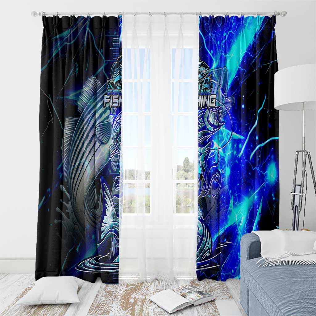 Blue Lightning Striped Bass Window Curtain Power Surge Fishing Hook Electric Print - Wonder Print Shop