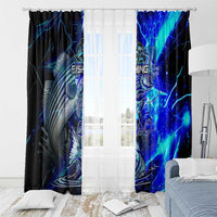 Blue Lightning Striped Bass Window Curtain Power Surge Fishing Hook Electric Print - Wonder Print Shop