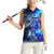 Blue Lightning Striped Bass Women Sleeveless Polo Shirt Power Surge Fishing Hook Electric Print - Wonder Print Shop