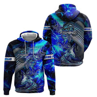 Blue Lightning Striped Bass Zip Hoodie Power Surge Fishing Hook Electric Print - Wonder Print Shop