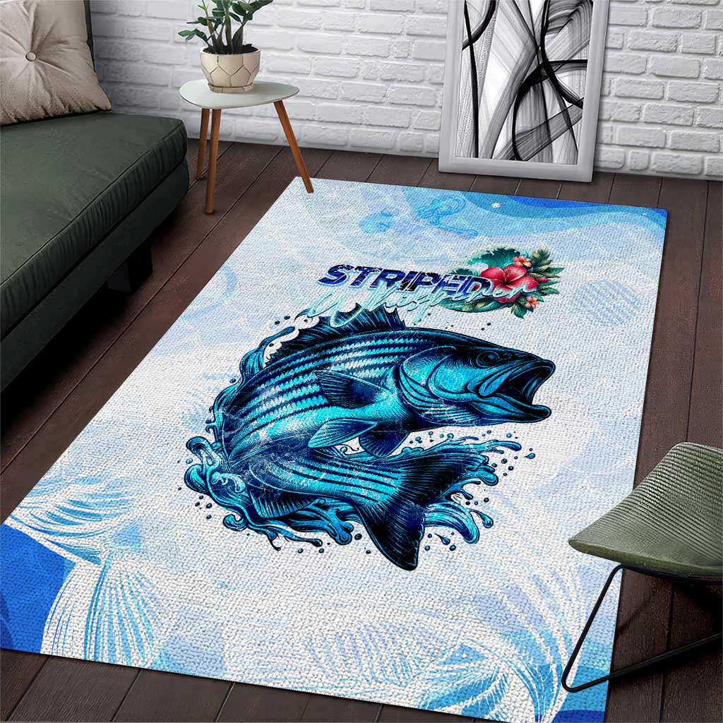 Striped Bass Whisperer Area Rug Tropical Wave Fishing Design - Wonder Print Shop