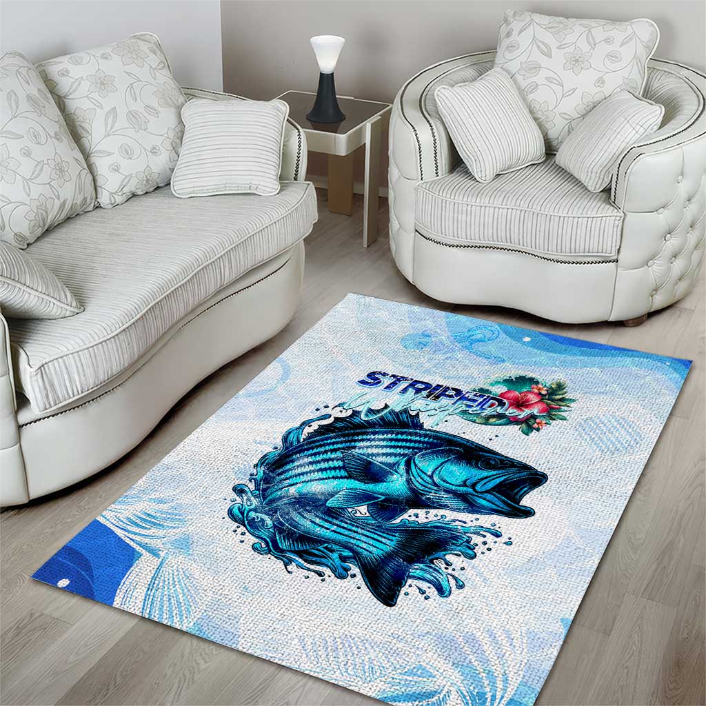 Striped Bass Whisperer Area Rug Tropical Wave Fishing Design - Wonder Print Shop
