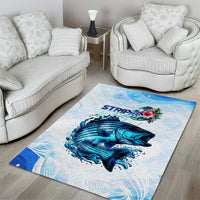 Striped Bass Whisperer Area Rug Tropical Wave Fishing Design - Wonder Print Shop
