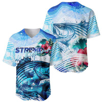Striped Bass Whisperer Baseball Jersey Tropical Wave Fishing Design - Wonder Print Shop
