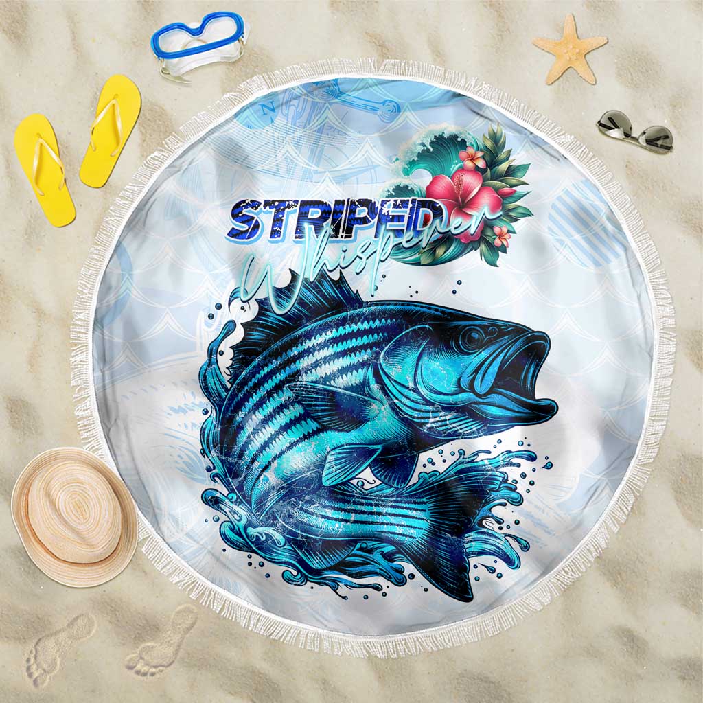 Striped Bass Whisperer Beach Blanket Tropical Wave Fishing Design - Wonder Print Shop
