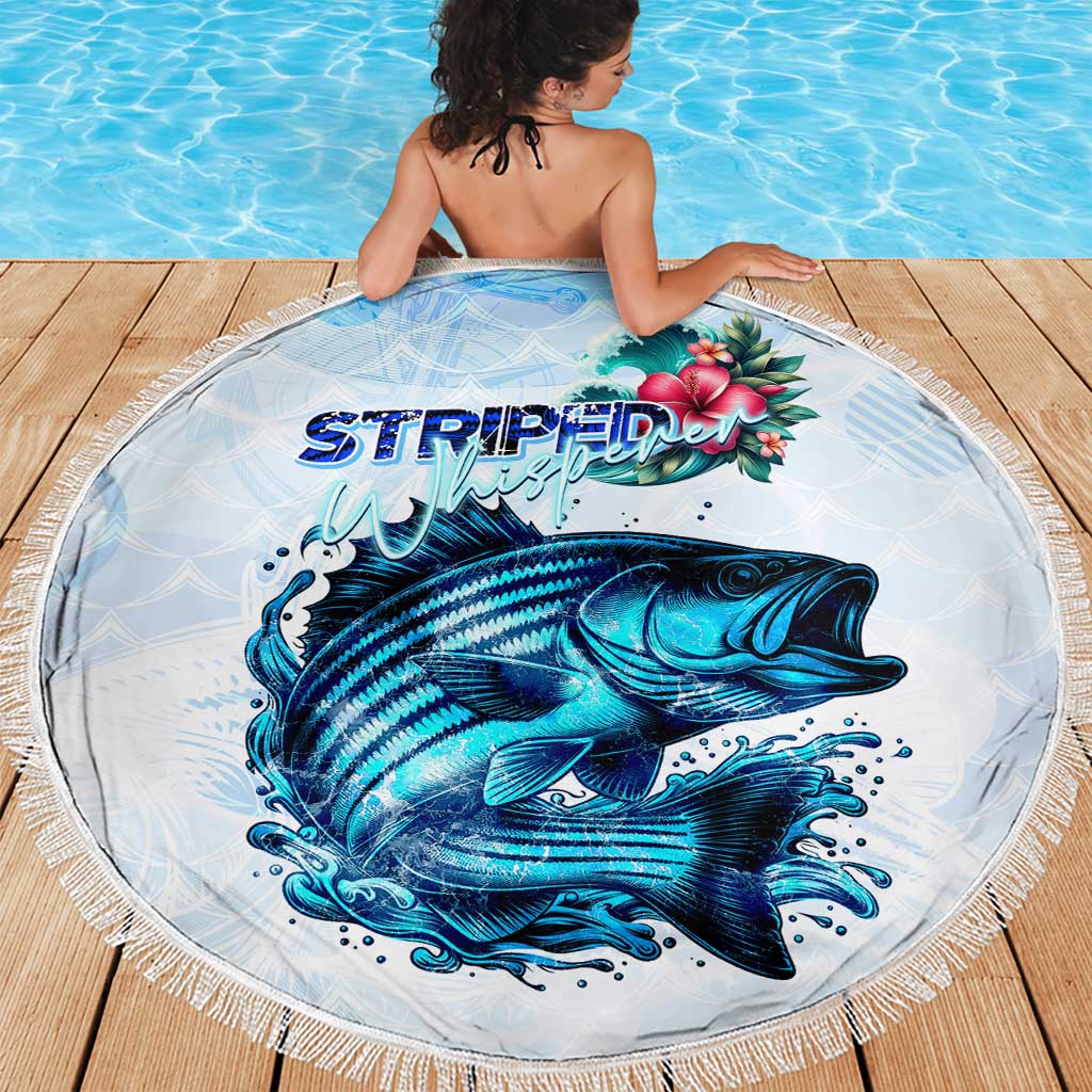 Striped Bass Whisperer Beach Blanket Tropical Wave Fishing Design - Wonder Print Shop