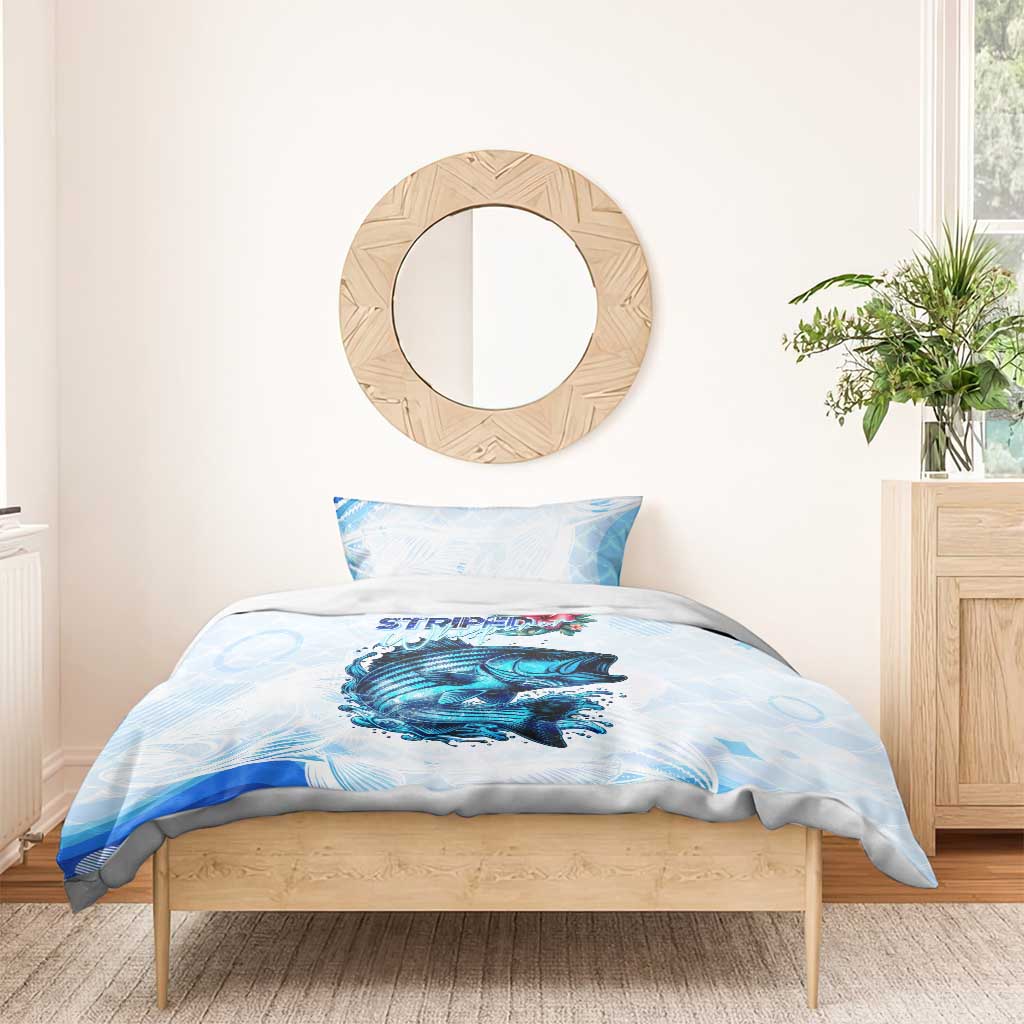 Striped Bass Whisperer Bedding Set Tropical Wave Fishing Design - Wonder Print Shop