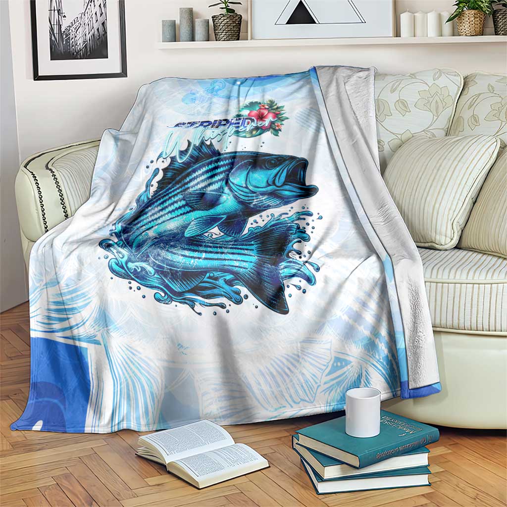 Striped Bass Whisperer Blanket Tropical Wave Fishing Design - Wonder Print Shop
