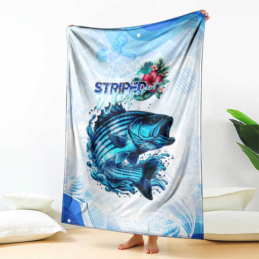 Striped Bass Whisperer Blanket Tropical Wave Fishing Design - Wonder Print Shop