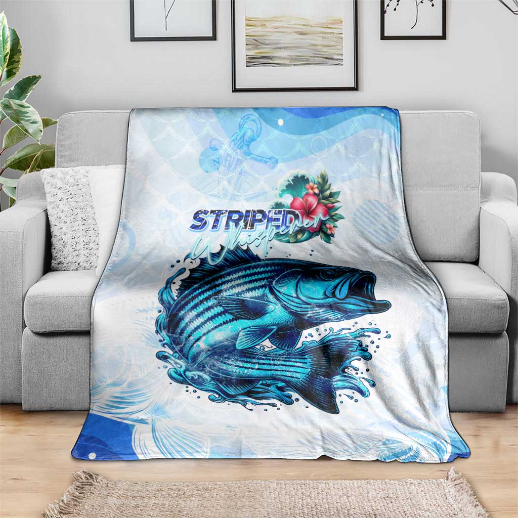 Striped Bass Whisperer Blanket Tropical Wave Fishing Design - Wonder Print Shop
