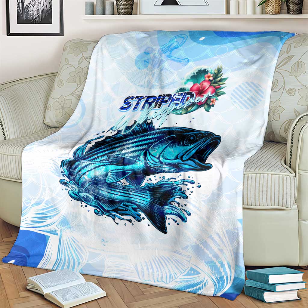 Striped Bass Whisperer Blanket Tropical Wave Fishing Design - Wonder Print Shop