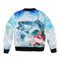 Striped Bass Whisperer Bomber Jacket Tropical Wave Fishing Design - Wonder Print Shop