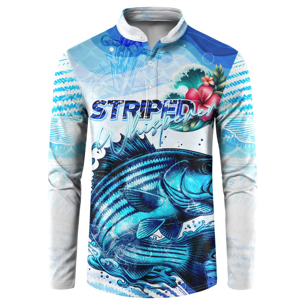 Striped Bass Whisperer Button Sweatshirt Tropical Wave Fishing Design - Wonder Print Shop