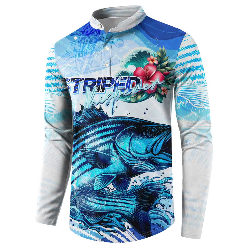 Striped Bass Whisperer Button Sweatshirt Tropical Wave Fishing Design - Wonder Print Shop