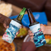 Striped Bass Whisperer 4 in 1 Can Cooler Tumbler Tropical Wave Fishing Design - Wonder Print Shop