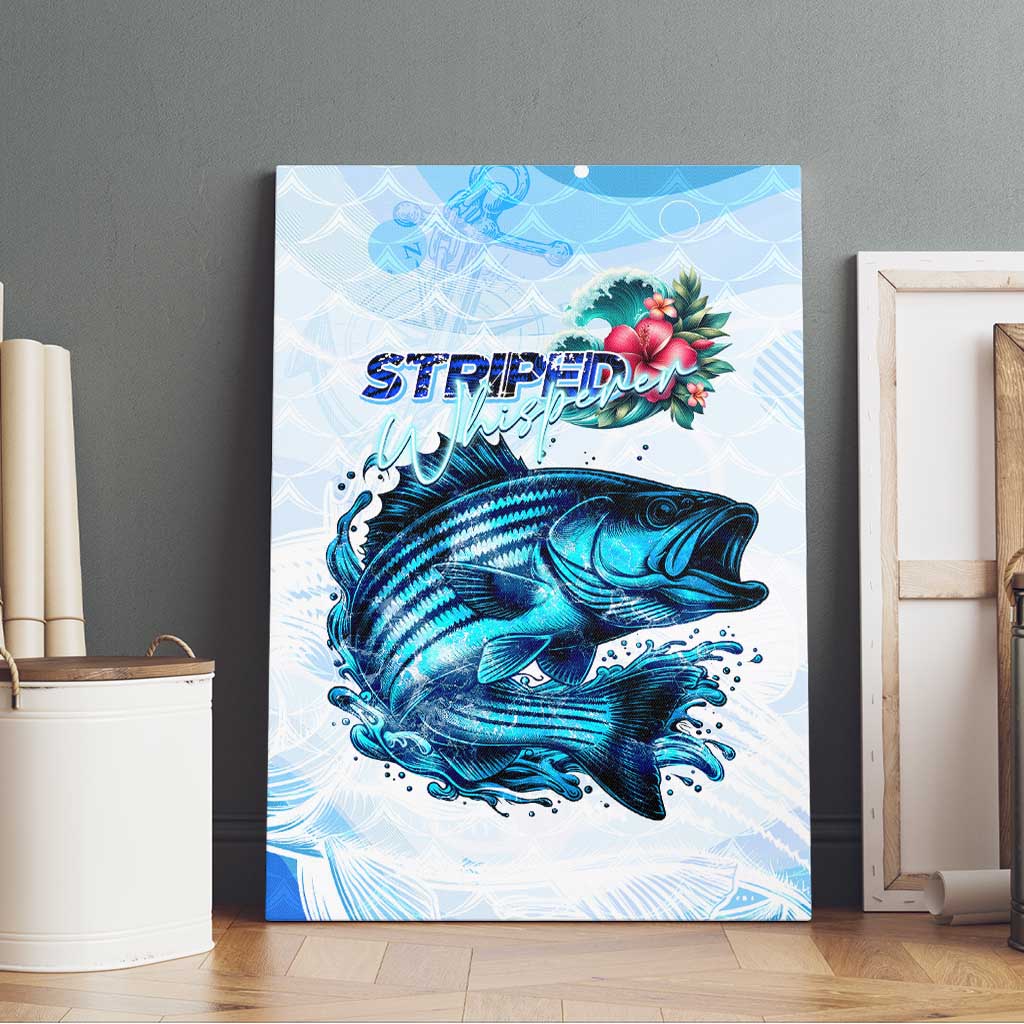 Striped Bass Whisperer Canvas Wall Art Tropical Wave Fishing Design - Wonder Print Shop