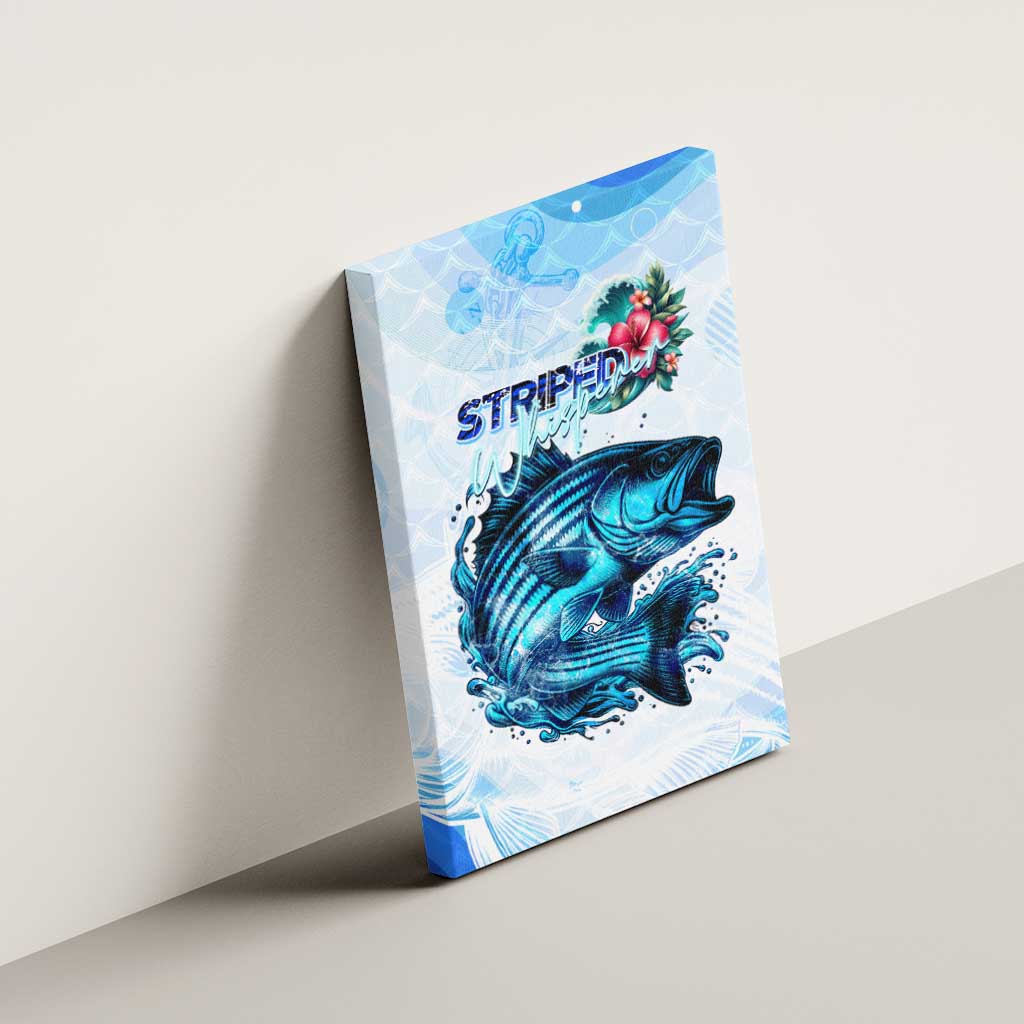 Striped Bass Whisperer Canvas Wall Art Tropical Wave Fishing Design - Wonder Print Shop