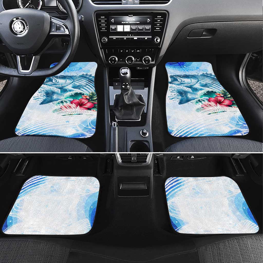 Striped Bass Whisperer Car Mats Tropical Wave Fishing Design - Wonder Print Shop