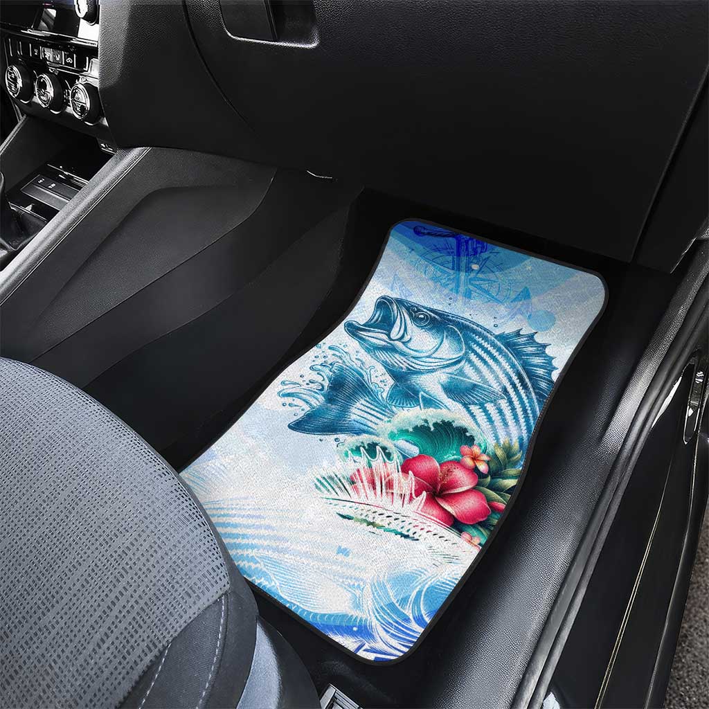 Striped Bass Whisperer Car Mats Tropical Wave Fishing Design - Wonder Print Shop