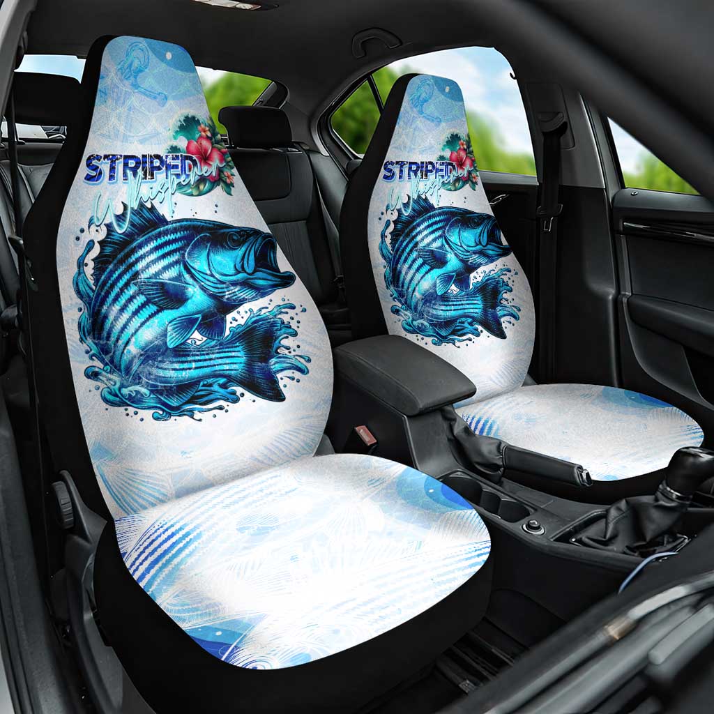 Striped Bass Whisperer Car Seat Cover Tropical Wave Fishing Design - Wonder Print Shop