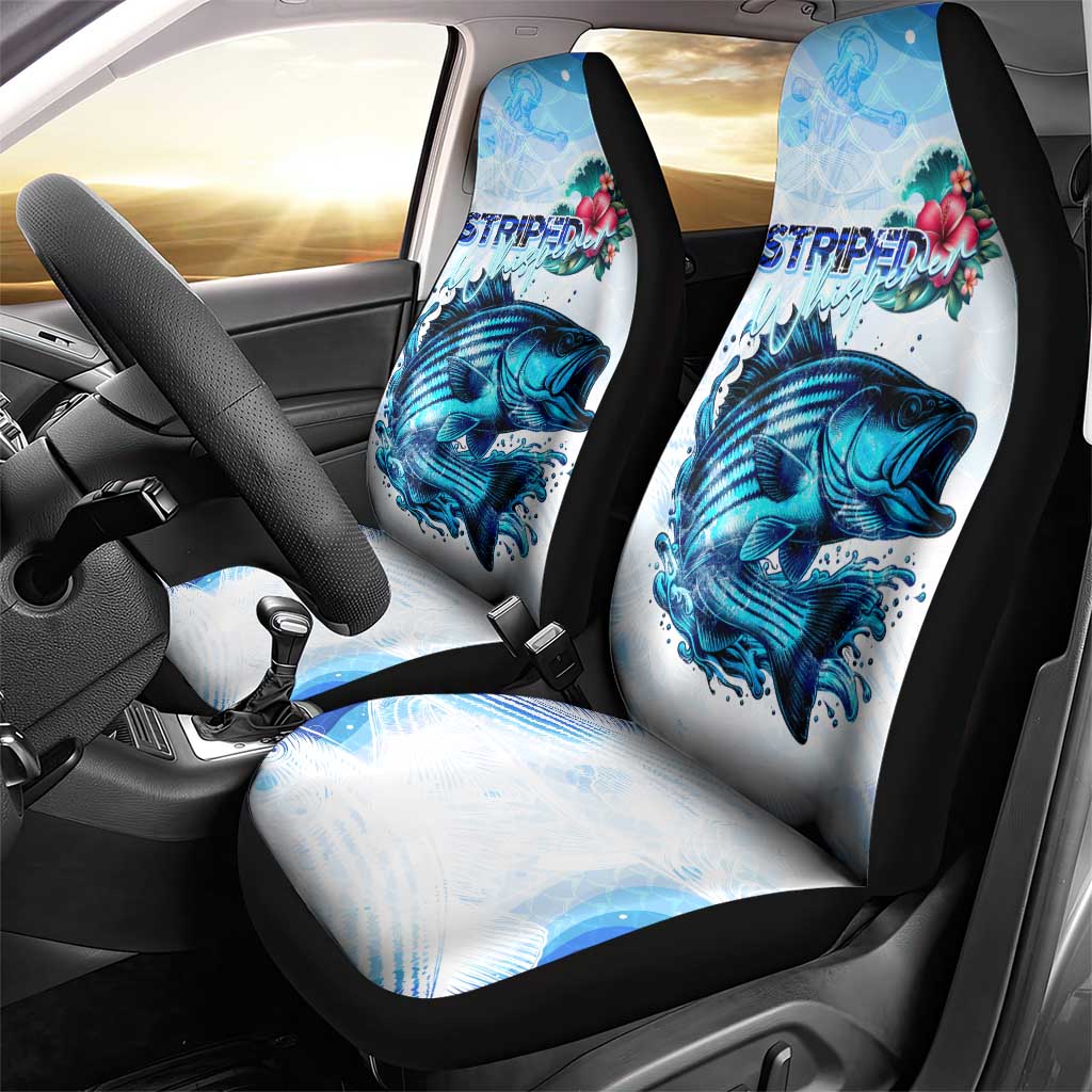 Striped Bass Whisperer Car Seat Cover Tropical Wave Fishing Design - Wonder Print Shop