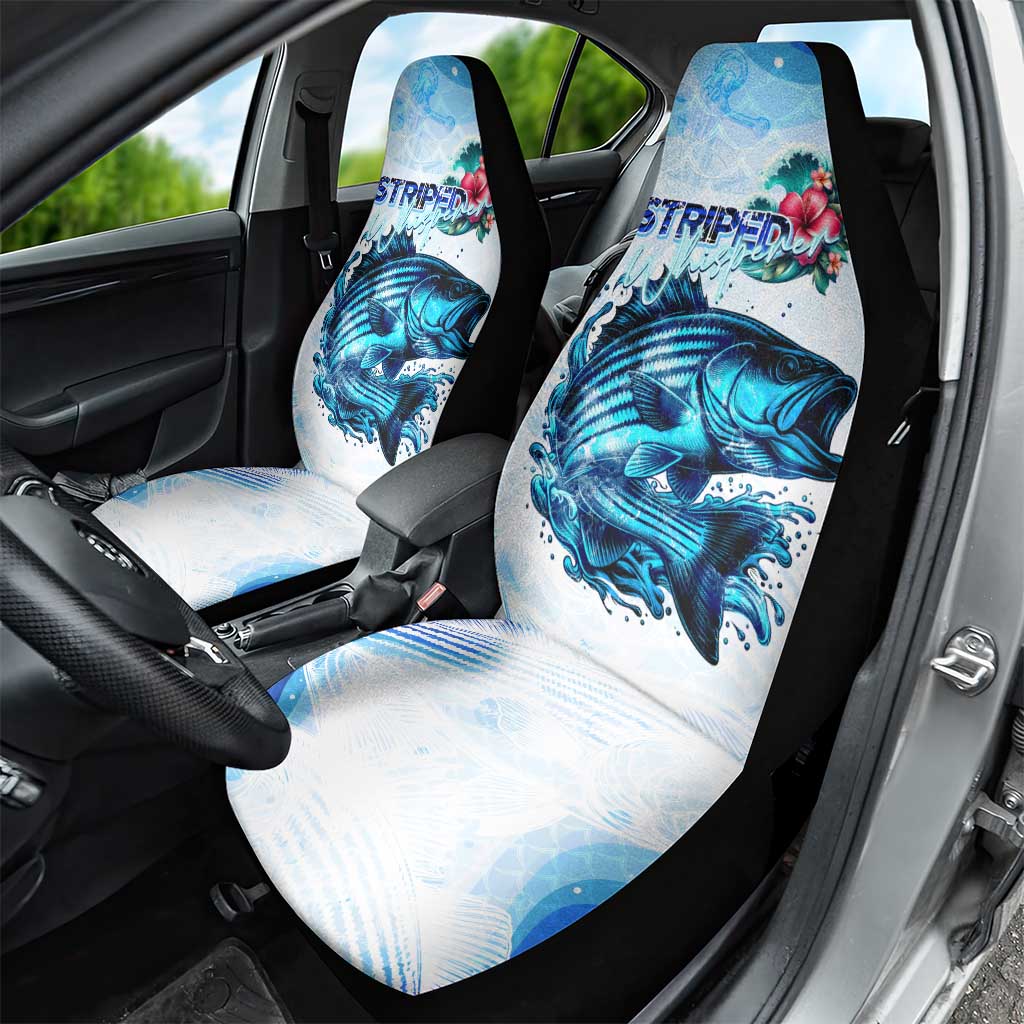 Striped Bass Whisperer Car Seat Cover Tropical Wave Fishing Design - Wonder Print Shop