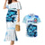 Striped Bass Whisperer Couples Matching Mermaid Dress and Hawaiian Shirt Tropical Wave Fishing Design - Wonder Print Shop