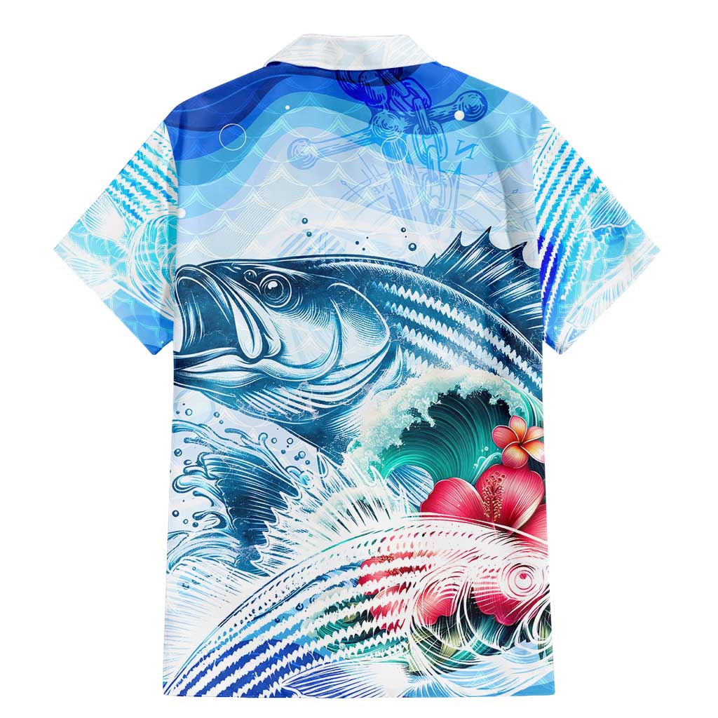 Striped Bass Whisperer Family Matching Mermaid Dress and Hawaiian Shirt Tropical Wave Fishing Design - Wonder Print Shop