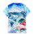 Striped Bass Whisperer Family Matching Mermaid Dress and Hawaiian Shirt Tropical Wave Fishing Design - Wonder Print Shop