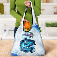 Striped Bass Whisperer Grocery Bag Tropical Wave Fishing Design - Wonder Print Shop