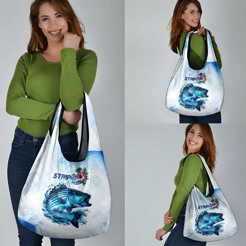 Striped Bass Whisperer Grocery Bag Tropical Wave Fishing Design - Wonder Print Shop