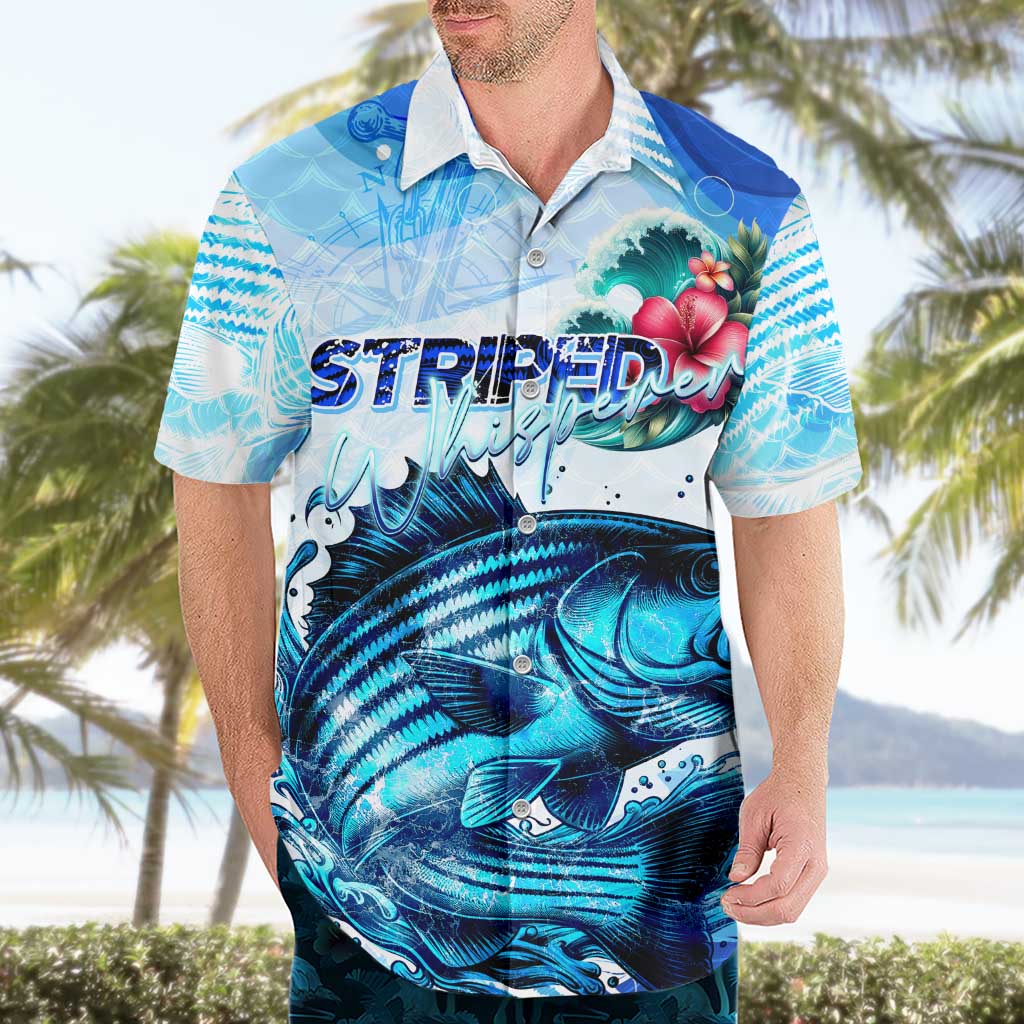Striped Bass Whisperer Hawaiian Shirt Tropical Wave Fishing Design - Wonder Print Shop