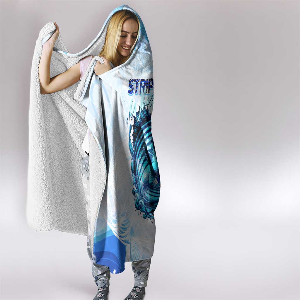 Striped Bass Whisperer Hooded Blanket Tropical Wave Fishing Design - Wonder Print Shop