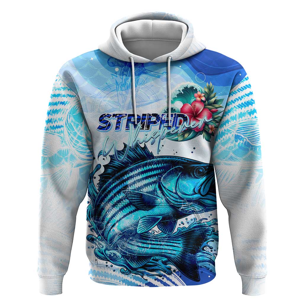 Striped Bass Whisperer Hoodie Tropical Wave Fishing Design - Wonder Print Shop