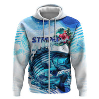 Striped Bass Whisperer Hoodie Tropical Wave Fishing Design - Wonder Print Shop