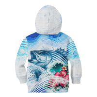 Striped Bass Whisperer Kid Hoodie Tropical Wave Fishing Design - Wonder Print Shop