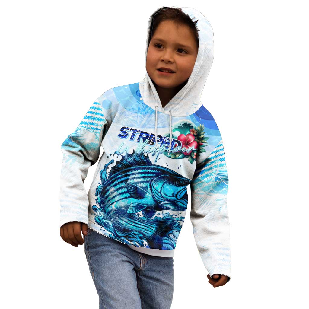 Striped Bass Whisperer Kid Hoodie Tropical Wave Fishing Design - Wonder Print Shop