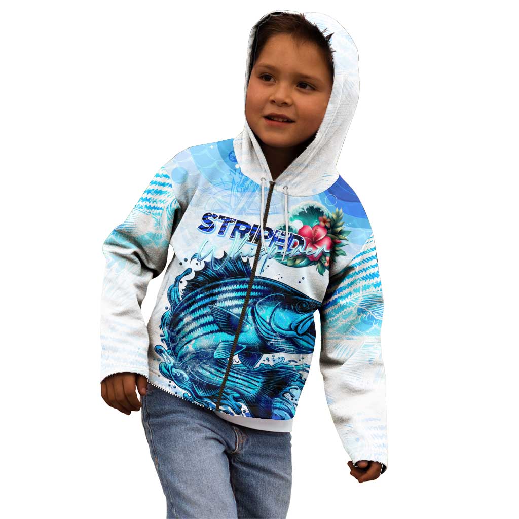 Striped Bass Whisperer Kid Hoodie Tropical Wave Fishing Design - Wonder Print Shop