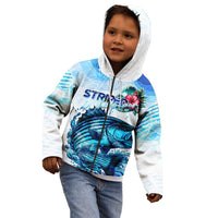 Striped Bass Whisperer Kid Hoodie Tropical Wave Fishing Design - Wonder Print Shop