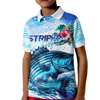 Striped Bass Whisperer Kid Polo Shirt Tropical Wave Fishing Design - Wonder Print Shop