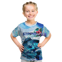 Striped Bass Whisperer Kid T Shirt Tropical Wave Fishing Design - Wonder Print Shop