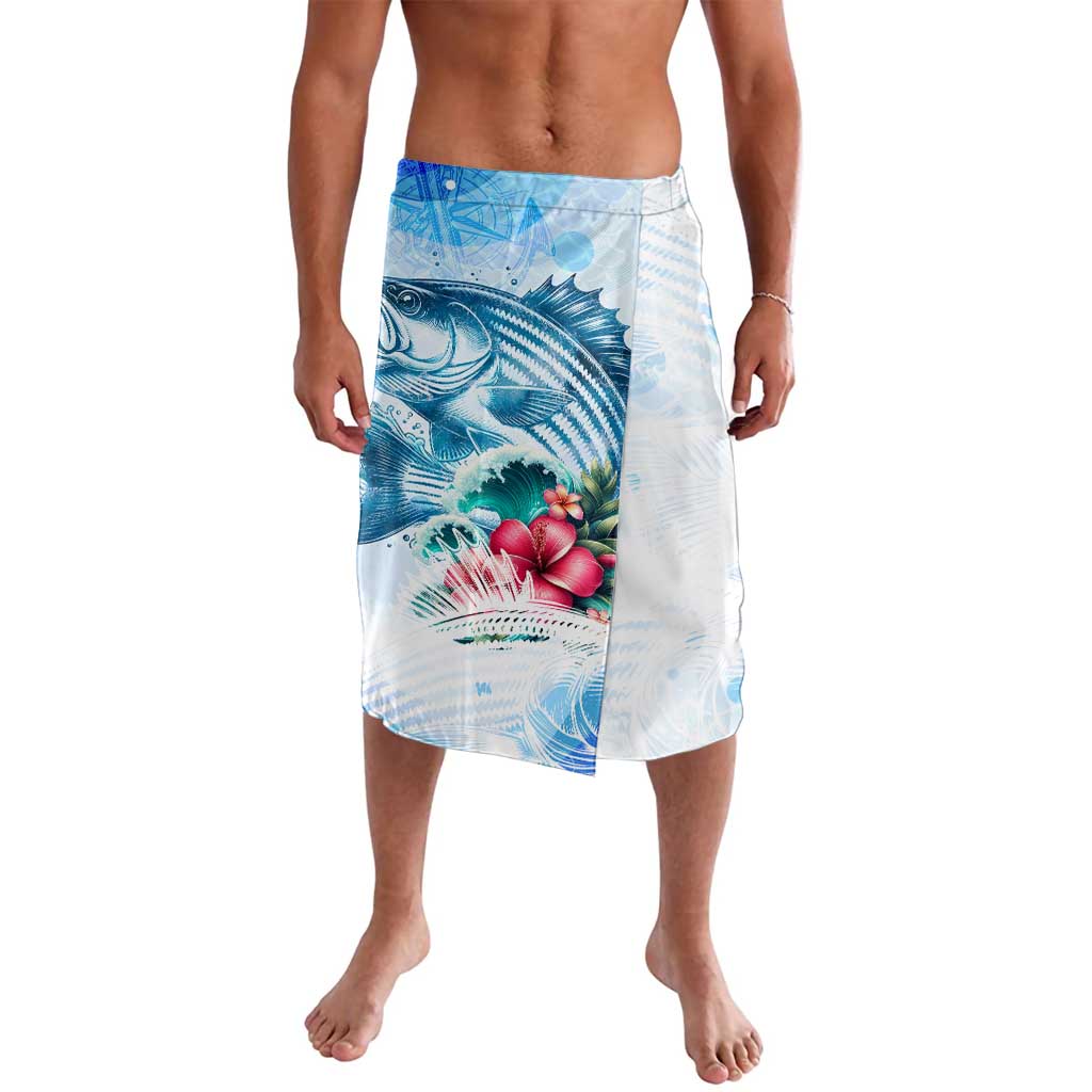 Striped Bass Whisperer Lavalava Tropical Wave Fishing Design - Wonder Print Shop