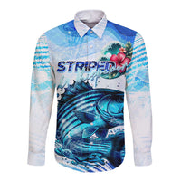 Striped Bass Whisperer Long Sleeve Button Shirt Tropical Wave Fishing Design - Wonder Print Shop